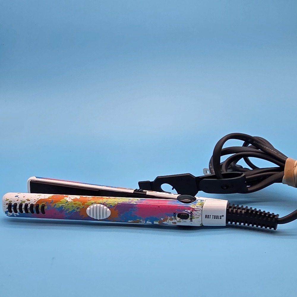 Hot Tools Mini Straightener White Color Splash Tested Works